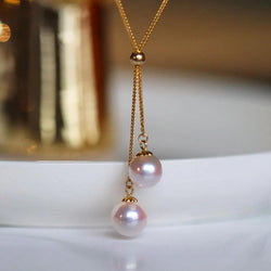 Adjustable 18k Gold Double Pearl Necklace