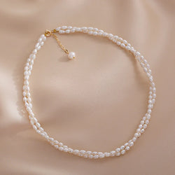 Double Strand Pearl Necklace with 18k Gold Clasp